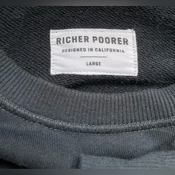 💥💥 RICHER POORER FRENCH TERRY NAVY RAGLAN SLEEVE SWEATSHIRT SIZE LARGE - Picture 4 of 6